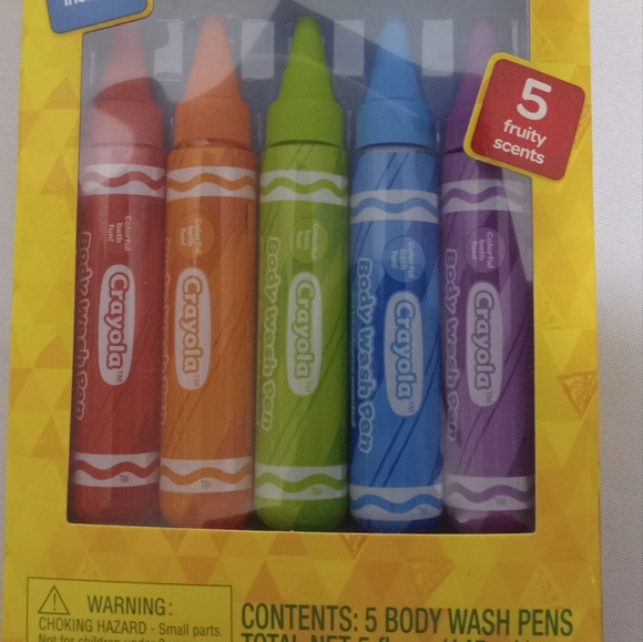 NEW Crayola Bathtub Body Wash Fun Fruity Scent 5 Pens W/Washcloth Boxed Gift Set - Picture 4 of 4